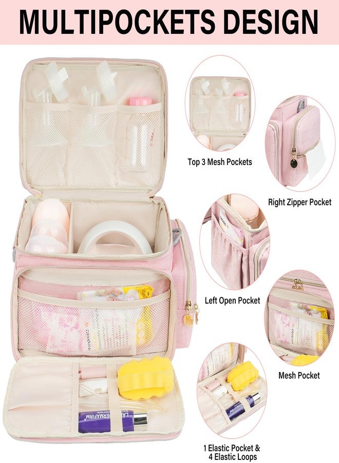 Jaffzora Breast Pump Bag Compatible with Spectra S1 and S2, Breast Pumping Travel Storage Bag with Waterproof Mat for Pumping Essentials and Accessories, Pink - Image 3